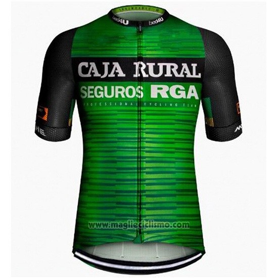 2019 Abbigliamento Ciclismo Caja Rural Verde Nero Manica Corta e Salopette